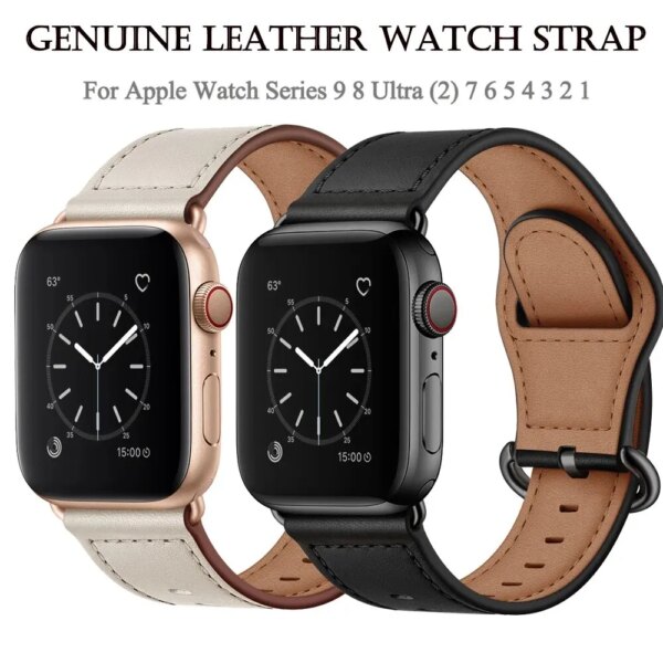 Leather Strap For Apple Watch Band Ultra 49mm 45mm 41mm 44mm 40mm 42mm 38mm Wristband for Iwatch Series 9 8 7 6 5 SE 4 Bracelet