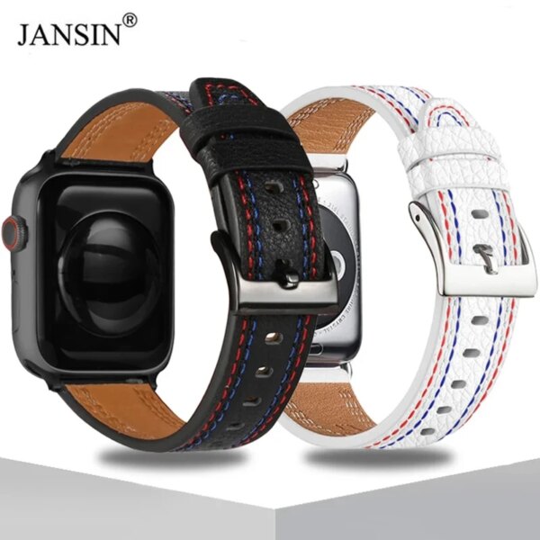 Leather Strap For Apple Watch Series 9 Band 41mm 45mm Luxury Bracelet Band For iWatch 8 7 6 5 SE 40mm 44mm Ultra 2 1 49mm Correa