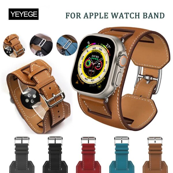 Leather Strap For Apple watch 9 8 7 band 44mm 40mm 38mm 42mm Watchband Bracelet Correa For Apple Watch Ultra 49mm band 45mm 41mm