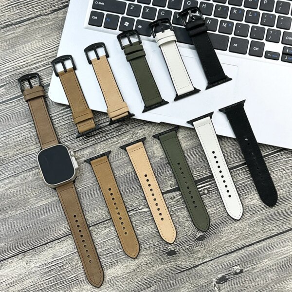 Leather Strap for Apple Watch Band 44mm 40mm 42mm 38mm 49mm 45mm Silicone Watchband bracelet for IWatch Series Ultra 9 8 7 3 SE