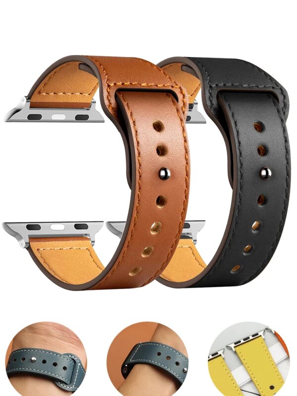 Leather Strap for Apple Watch Band 44mm ultra 2 49mm 45mm 40mm 41mm 42mm 38mm wristband bracelet iwatch series 8 7 6 SE 5 4 3 9