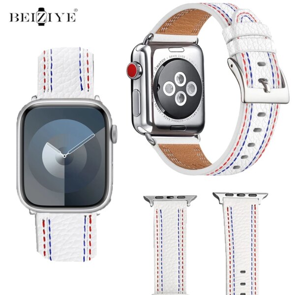 Leather Strap for Apple Watch Series 41mm 45mm 44mm 40mm 42mm 38mm 49mm Wristband Bracelet for iWatch Ultra/Ultra 2 9 8 7 6 Band