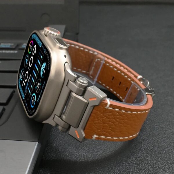 Leather Strap for Apple Watch Series 9 Ultra 2 49mm 45mm Band Loop for iWatch 9 8 6 7 5 4 se ultra2 42mm 44mm Luxury Bracelet