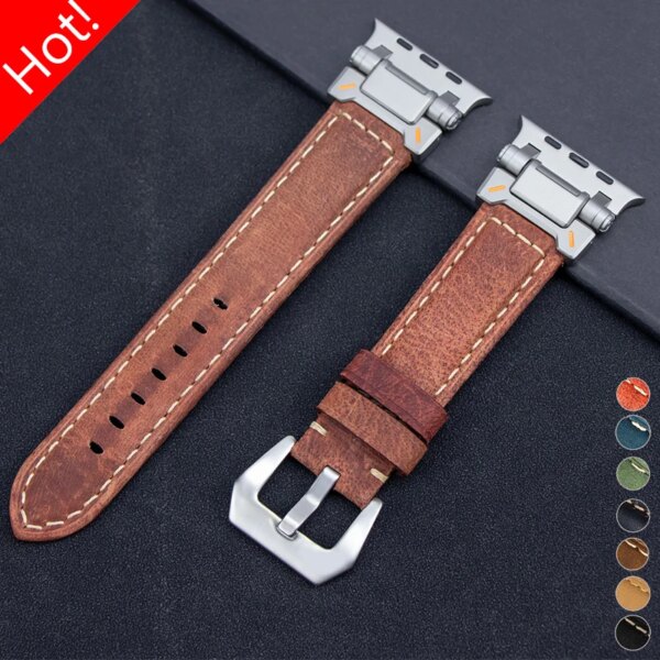 Leather Strap for Apple Watch Ultra 2 1 Band 49mm 45mm 41mm 44mm 40mm 42mm Fashion Bracelet Iwatch Series 9 8 7 6 5 4 SE Correa