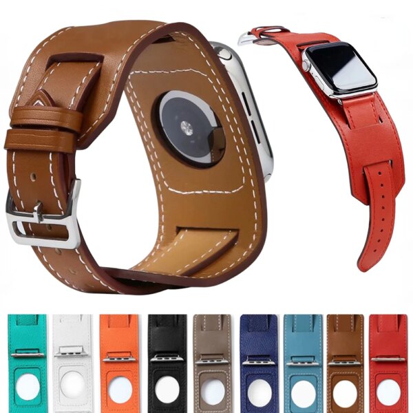 Leather Strap for Apple Watch Ultra Band 49mm Bracelet Wristband Belt for iWatch 9 8 7 6 5 4 SE 45mm 41mm 44mm 40mm 42mm Correa