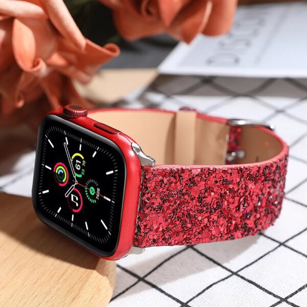 Leather Strap for Apple Watch bands ultra 49mm 9 8 7 6 5 4 3 SE 44mm 40mm 38/42mm Women Bling Diamond belt IWatch band 41mm 45mm