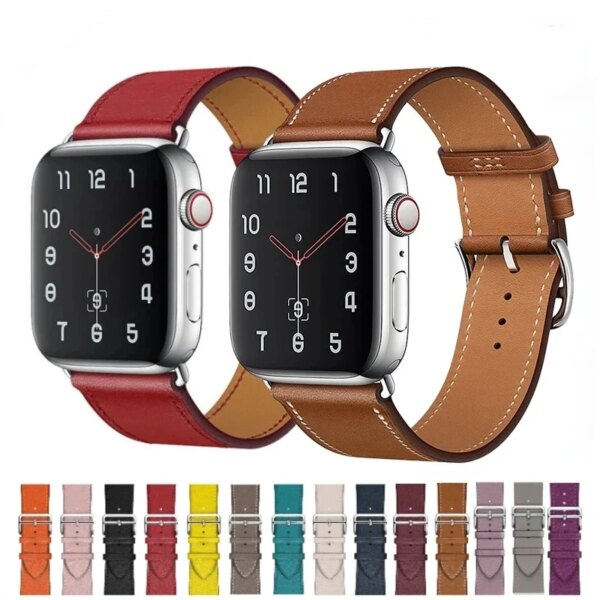 Leather Watch Band for Apple Watch Ultra 2 Strap Series 9 8 7 6 SE 5 4 for Iwatch 42mm for IWatch Bands 44mm  40 41 45 49mm