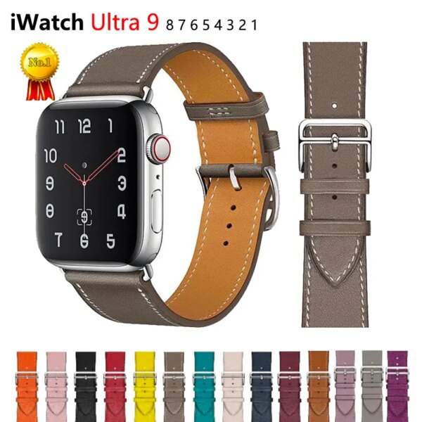 Leather Watch Straps for Apple Watch band 44mm 49mm 45mm 42mm 40mm 41mm 38mm sport bracelet iWatch series Ultra 9-8-7-6-5-4-3-SE