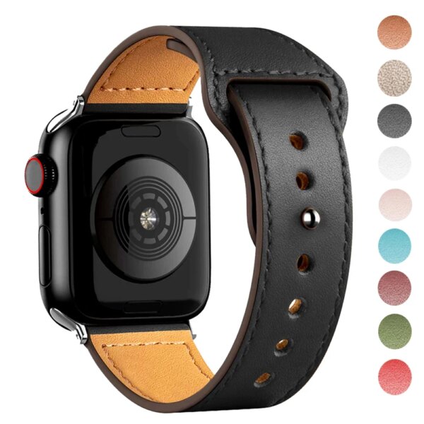 Leather strap For Apple watch band 44mm 45mm 40mm 41mm 42mm 38mm 49mm belt correa bracelet iWatch series 3 5 6 se 7 8 9 ultra 2