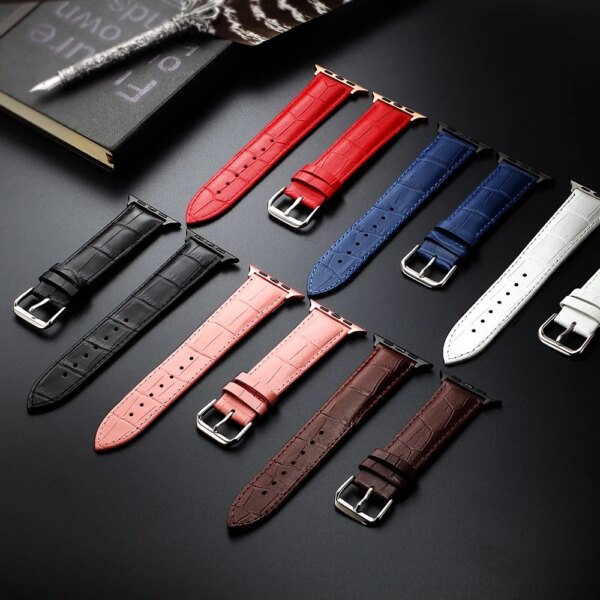 Leather strap High Quality watch band compatible for Apple Watch 9 8 ultra 49mm 41mm 45mm 44MM 40MM 42mm IWatch 8 7 6 5 4 3 2