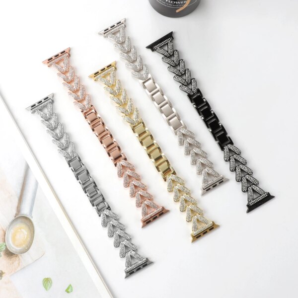 Luxury Love Heart Metal Bracelet For Apple Watch Ultra 49 42 40mm 44 41mm 45mm Band For iWatch 8 7 6 SE 4 5 2 3 Women Girl Strap