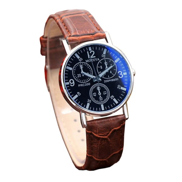 Luxury Six Pin Watches Men Leather Strap Quartz Wrist Watches Men's Watch Vintage Blue Glass Belt Watch Relojes Para Hombre