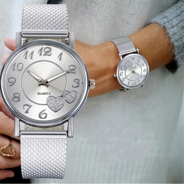 Luxury Watches Fashion Quartz Watch For Women Stainless Steel Dial Casual Bracele Watch Clock Montres Femmes Relogios Masculinos