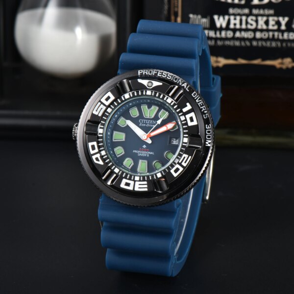 Luxury watch men's waterproof quartz timing code watch with silicone bracelet