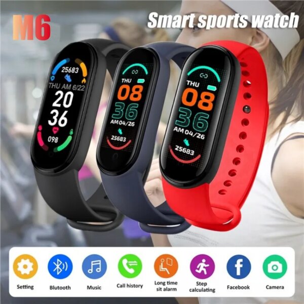 M6 Smart Watch Color Screen Step Counting Multi Sport Mode Message Reminder Photography Music Remote Control Smart Band