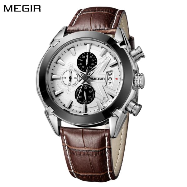 MEGIR Relogios Masculino Fashion Luxury Mens Sports Watches Waterproof Quartz Chronograph Leather Casual Wrist Watch Male Clock