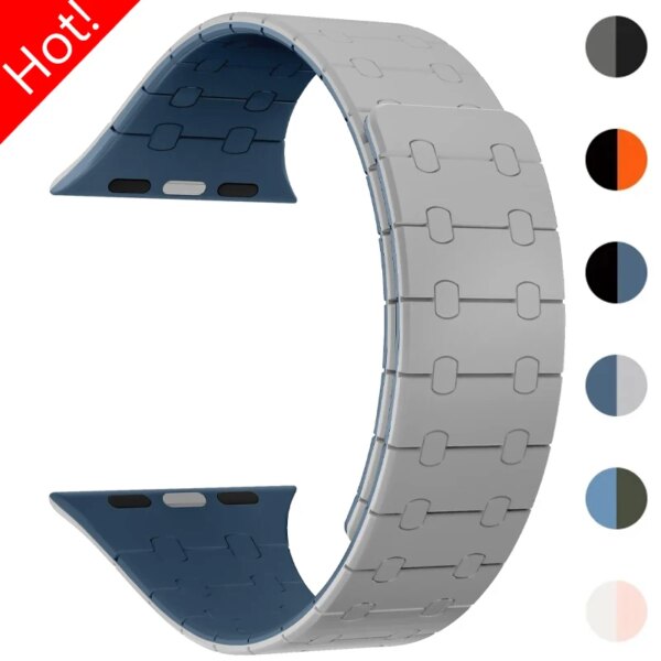 Magnetic Silicone Strap for Apple Watch Band Ultra 2 49mm 45mm 42mm 44mm 40mm 41mm Correa IWatch Series 9 8 7 6 SE 5 4 Bracelet