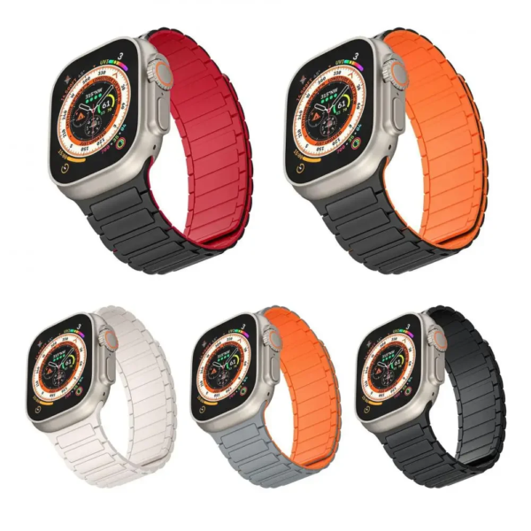 Magnetic Sports Band for Apple Watch Ultra 2 49mm 45mm 44mm 38/42mm 40mm 41mm Silicone Strap for iWatch Series 9 8 7 6 5 4 Ultra