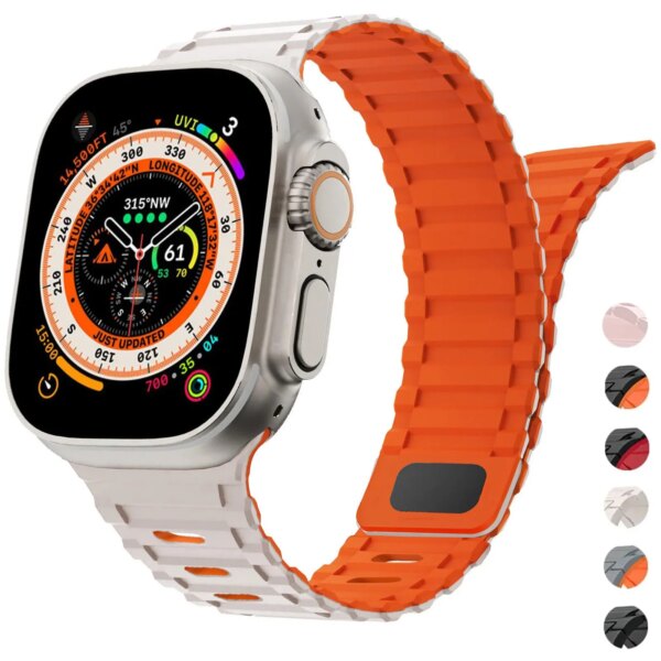 Magnetic Strap for Apple Watch Band 45mm 49mm 44mm 40mm 38mm 41mm 45 44 mm Silicone Correa iWatch Series 9 8 7 6 Se Bands