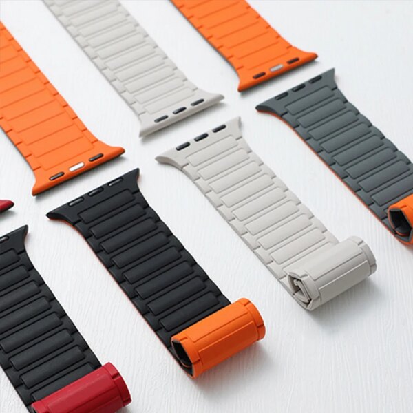 Magnetic strap for Apple Watch Band 45mm 44mm 40mm 49mm 41mm 38mm Silicone Loop Bracelet iWatch Series 9 8 7 6 5 4 3 Se ultra 2