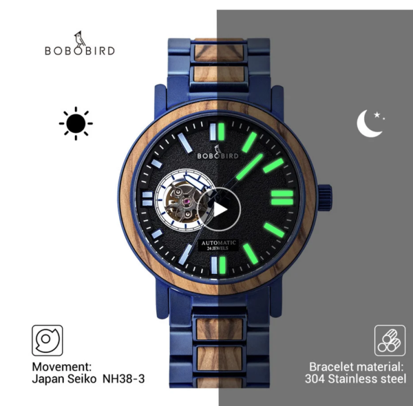 Men Watch BOBO BIRD Top Luxury Wooden Automatic Mechanical Wristwatch Japan Seiko Movement Luminous Hands Great Gift Box Relogio