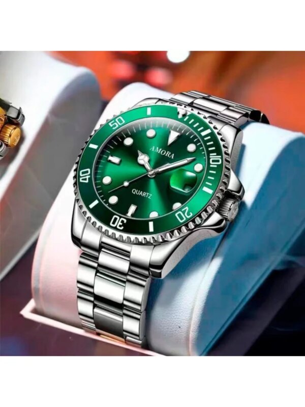 Men's Luminous Waterproof Green Water Ghost Stainless Steel Waterproof Sports Quartz Watch Automatic Date Clock Luxury Watch