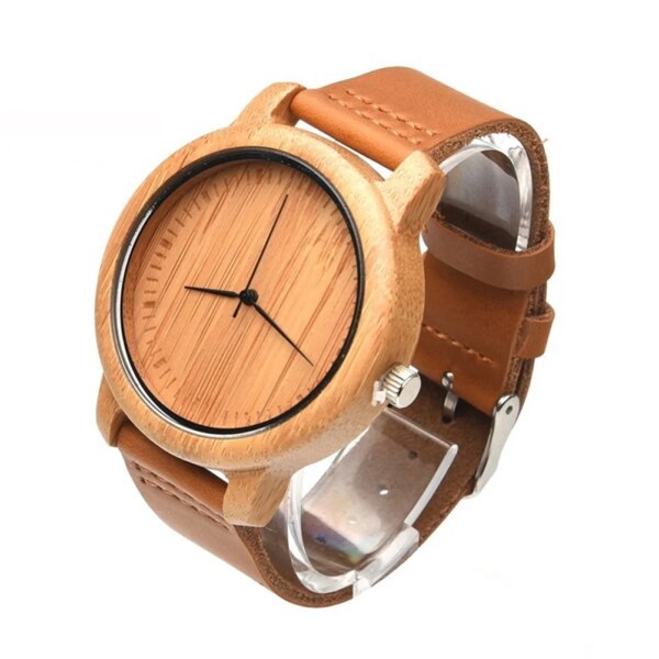 Mens Handmade Casual Fashional Strap Mens Wristwatcheses Quartz Movement Analog Wood Watch Wristwatch