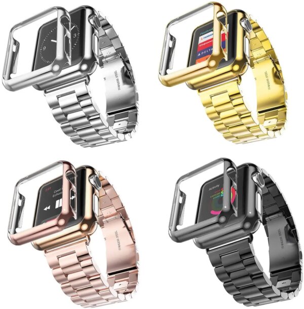 Metal Band+TPU Case For Apple Watch 9 8 7 6 5 SE Stainless Steel Bracelet iWatch 45mm 41mm 44mm 40mm Ultra 49mm Protective shell