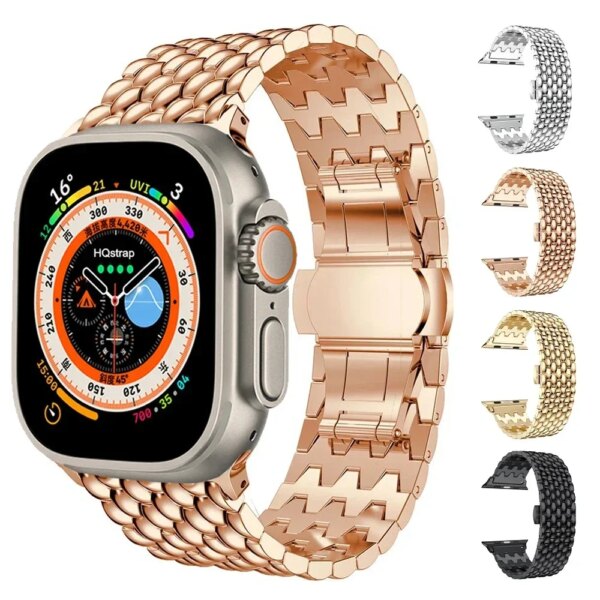 Metal Band for Apple Watch 9 8 6 7 5 4 Se 44mm 45mm 41mm 40mm 42mm Belt Bracelet for Iwatch Ultra 2 49mm Dragon Pattern Strap