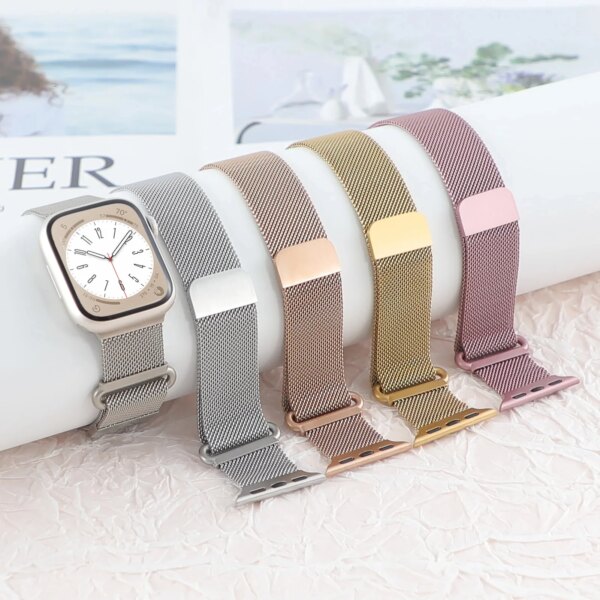 Metal Strap For Apple Watch Band 44mm 45mm 49mm 40mm 41mm 38mm 44 mm milanese correa bracelet iWatch series 9 8 7 se 5 6 Ultra 2