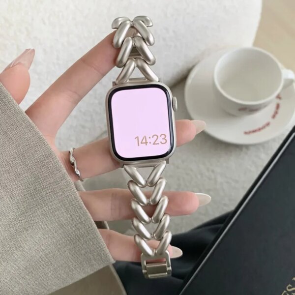 Metal Strap for Apple Watch 9 8 Band 41mm 45mm 40mm 44mm 49mm 38/42mm Women Bracelet iWatch Series 7 Se 6 5 Ultra Watchband Belt