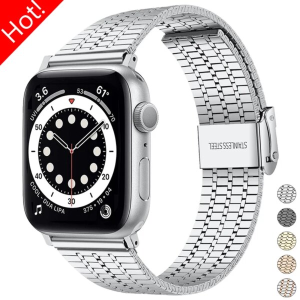 Metal Strap for Apple Watch Band Ultra 2 49mm 42mm 44mm 45mm 41mm 40mm Stainless Steel Bracelet for Iwatch Series 9 8 7 6 SE 5 4