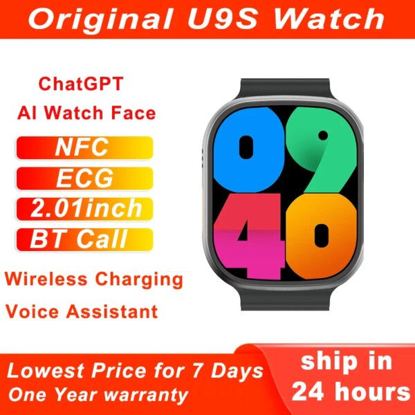 Microwear U9S Smart Watch Men ChatGPT Bluetooth Call Motion Game NFC ECG GPS Route Tracking Sport Smart Watch Women