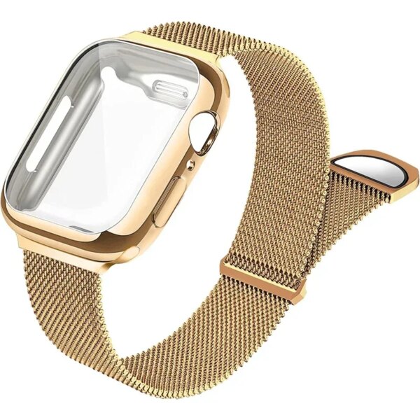 Milanese Case+Strap for Apple Watch Band Ultra 49MM 41mm 40mm 44mm 38mm 42mm TPU Screen Iwatch Series 9 8 7 6 SE 5 4 Correa 45mm