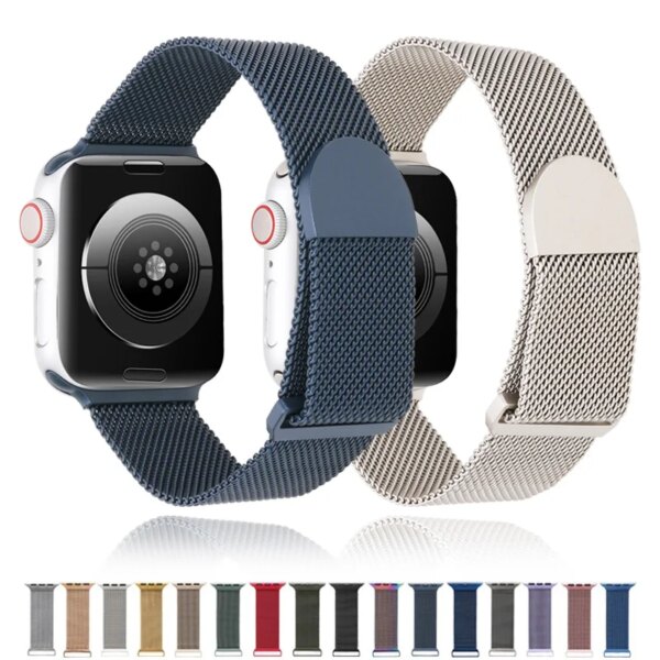 Milanese Loop Band For Apple Watch Ultra 9 8 7 6 4 SE 45mm 49mm 44mm 41mm 40mm 38mm Metal Magnetic Bracelet iWatch 3 42mm Strap