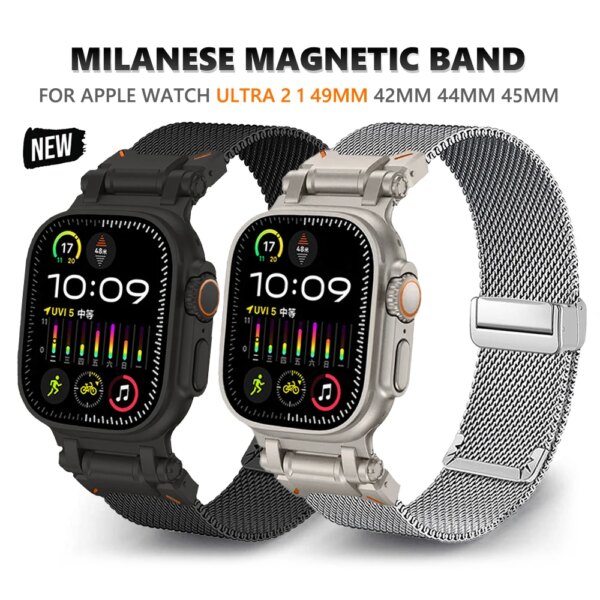 Milanese Stainless Steel Band for Apple Watch Ultra 2 49mm 45mm 42 44mm Magnetic Bracelet for IWatch Series 9 8 7 6 5 4 se Strap