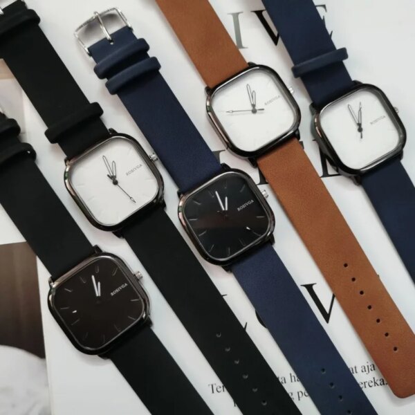 Minimalist Retro Watch for Men Women Couple Simple Square Dial Quartz Watches Casual  Wristwatch Mens Quartz Clock  montre