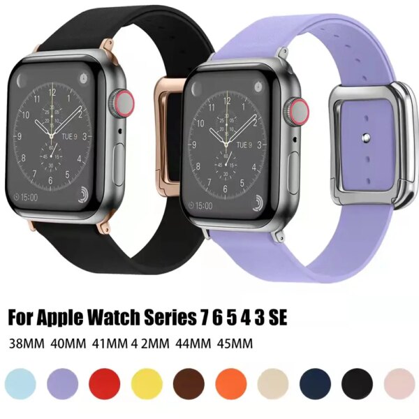 Modern Style Leather Loop Strap For Apple Watch Band 9 7 41mm 45mm Watchband iWatch serie 8 6 5 SE 40/44mm 38/42mm Belt Bracelet