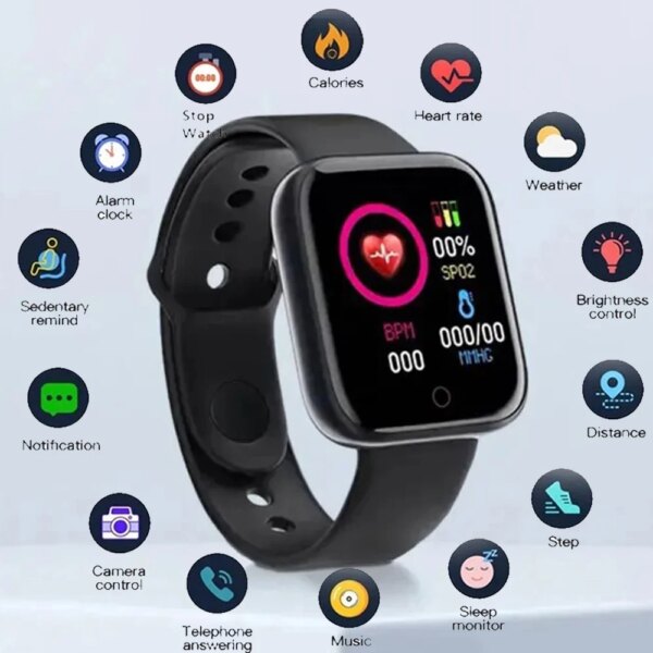 Multifunctional Smart Watch Men Women Bluetooth Connected Phone Music Fitness Sports Bracelet Sleep Monitor Y68 Smartwatch D20