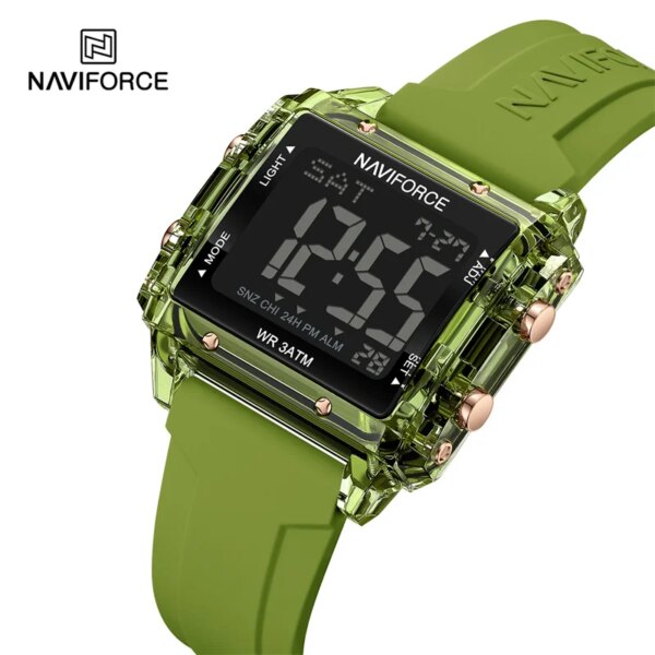 NAVIFORCE High Quality Women's Watch Waterproof Silicone Strap Fashion Sport Electronic Luminous Wristwatches Relogio Feminino