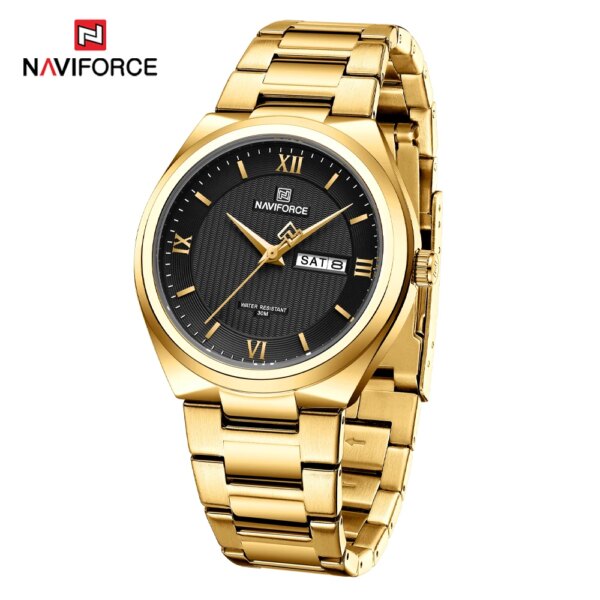 NAVIFORCE Luxury Mens Watches Stainless Steel Golden Strap Quartz Watch fro Men Waterproof Date Wristwatch Relogio Masculino