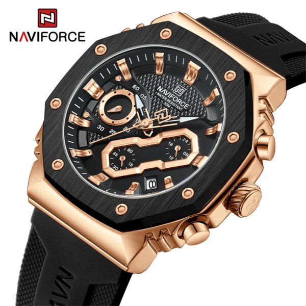 NAVIFORCE Men's Lovers Watch Sports Silicone Strap Chronograph Quartz Wristwatches Luminous Waterproof Clock Relogio Masculino