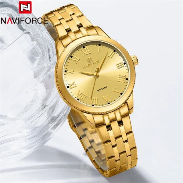 NAVIFORCE New Top Luxury Brand Women Watch Quartz Lady Wristwatch Waterproof Full Steel Bracelet Female Girl Original Clock 5032