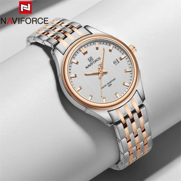 NAVIFORCE Top Luxury Brand Women Watch Quartz Lady Wristwatch Elegant Stainless Steel Bracelet Female Girl Fashion Clock 8039