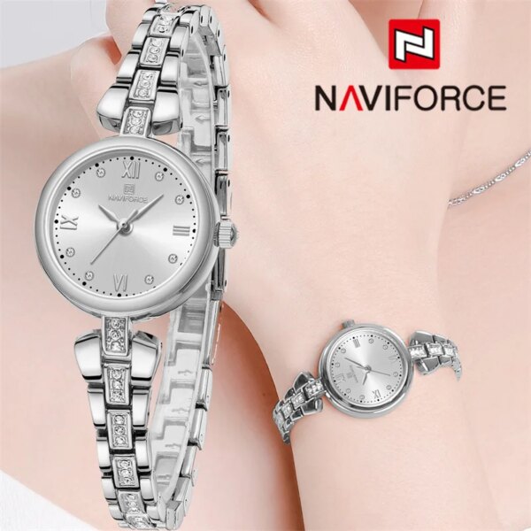 NAVIFORCE Top Luxury Brand Women Watch Quartz Lady Wristwatch Fashion Girl Stainless Steel Bracelet Female Original Clock 5034