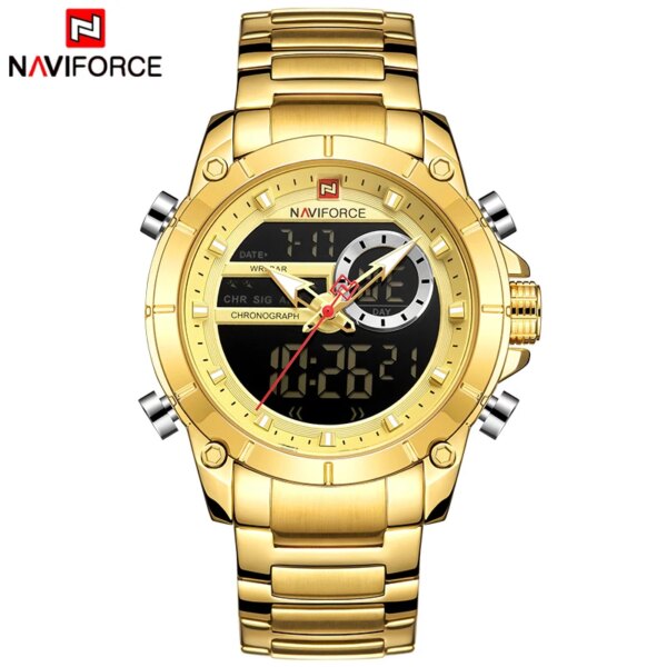 NAVIFORCE Watches for Men Luxury Brand Big Dial Gold Mens Watch Stainless Steel Waterproof Sport Male Clock Relogio Masculino