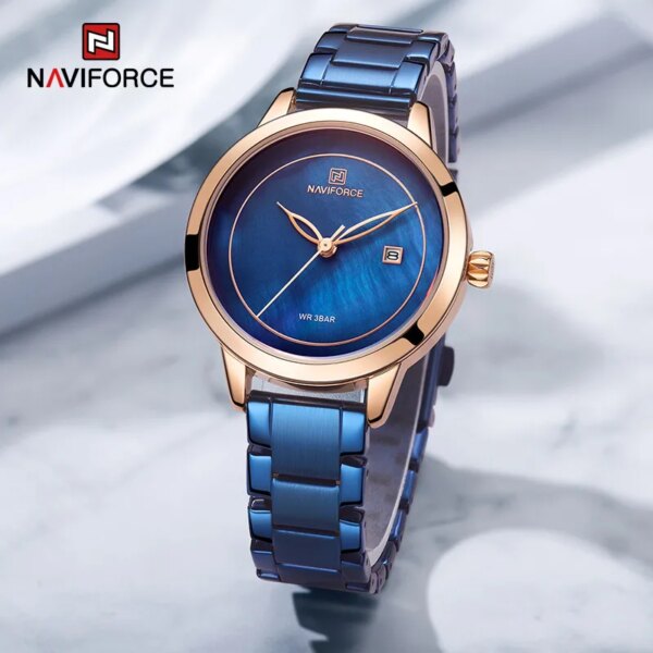 NAVIFORCE Women’s Luxury Wristwatches Quartz Calendar Stainless Steel Strap Watches Dress Bracelet Clock 2022 Relogio Feminino