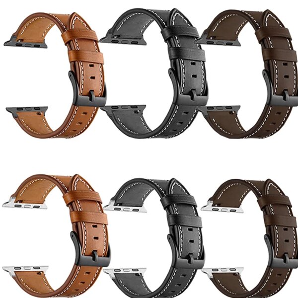 NEW Leather Strap For Apple Watch Ultra 49mm Band SE 8 7 45mm 41mm Watch Bracelet For iwatch Series 6 5 4 3 44mm 42mm40mm Band