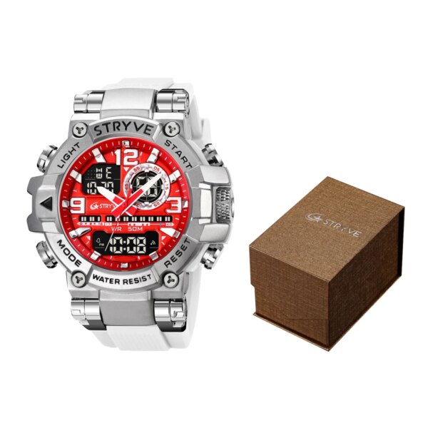 NEW STRYVE Men's Fashion luxury Watch with box Digital-Analog Dual Calendar Week Waterproof Watches Fashion sport Student Watch