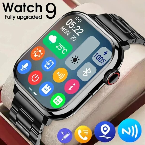 NEW Smart Watch 9 NFC BT Call Heart Rate Sport Fitness Waterproof Amoled Screen Wireless Charging 450Mah Men Women For IWO Watch